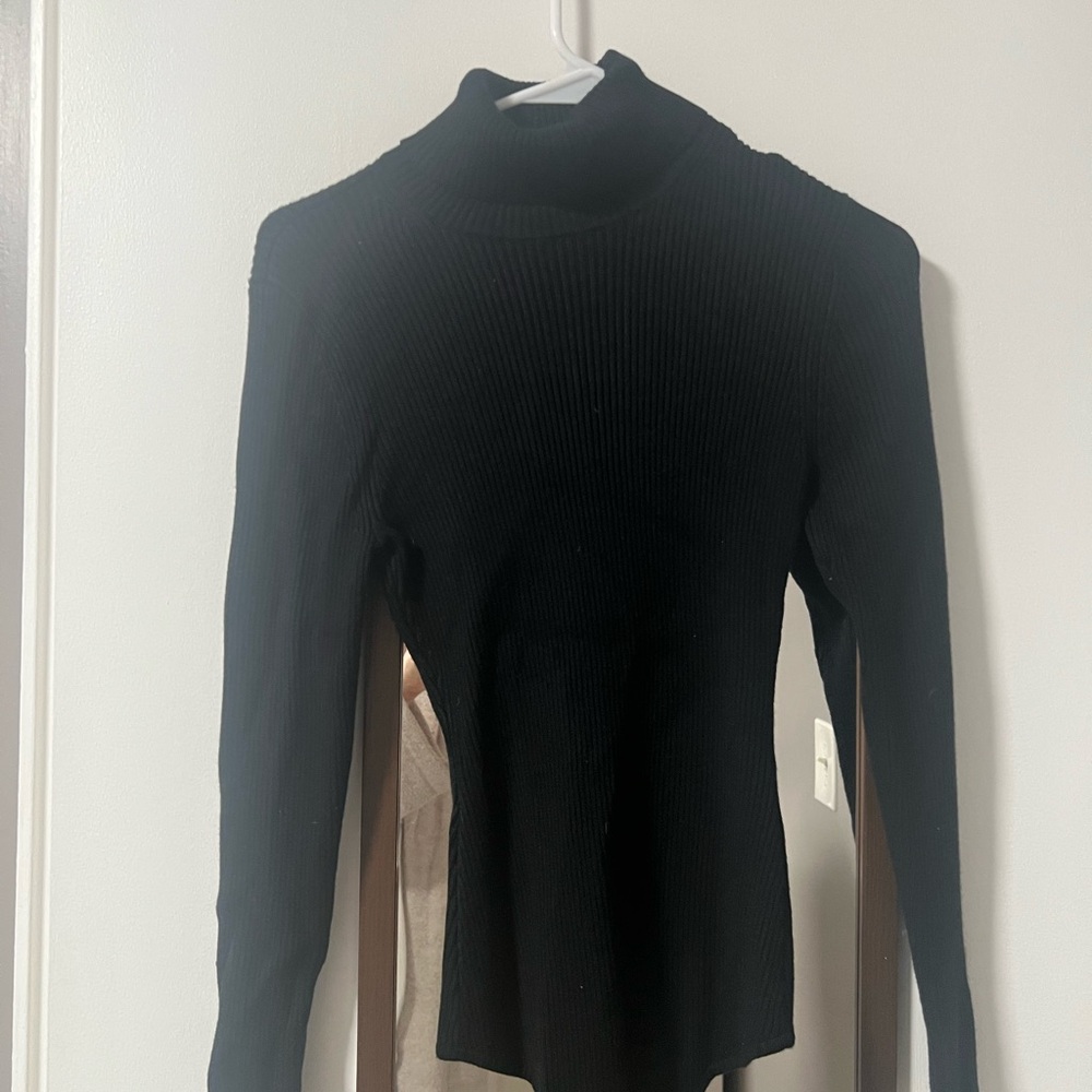Black Ribbed Turtleneck Sweater one piece